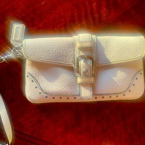 Ivory Leather Coach Wristlet